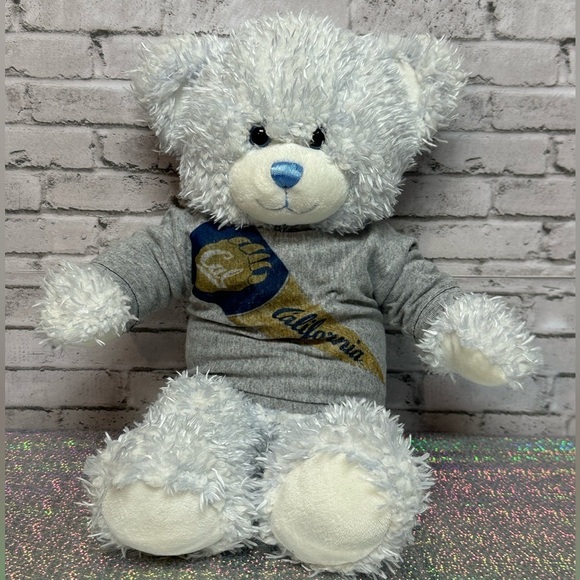 Build a Bear BAB Light Blue Bear Stuffed Animal California Shirt Vintage Plush - Picture 1 of 11